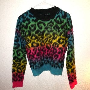 Rainbow animal print sweater